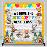Lofaris Custom Name Tree Bear Wooden Back To School Backdrop